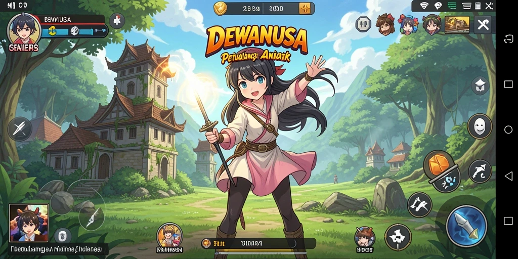 Gameplay seru DEWANUSA dengan elemen Anime yang menarik.