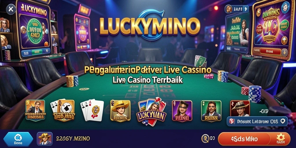 Screenshot LUCKYMINO menampilkan dealer langsung dalam permainan kasino yang mendebarkan.