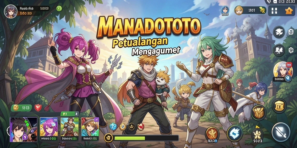 Tampilan gameplay <strong>MANADOTOTO</strong> yang penuh warna dan dinamis.