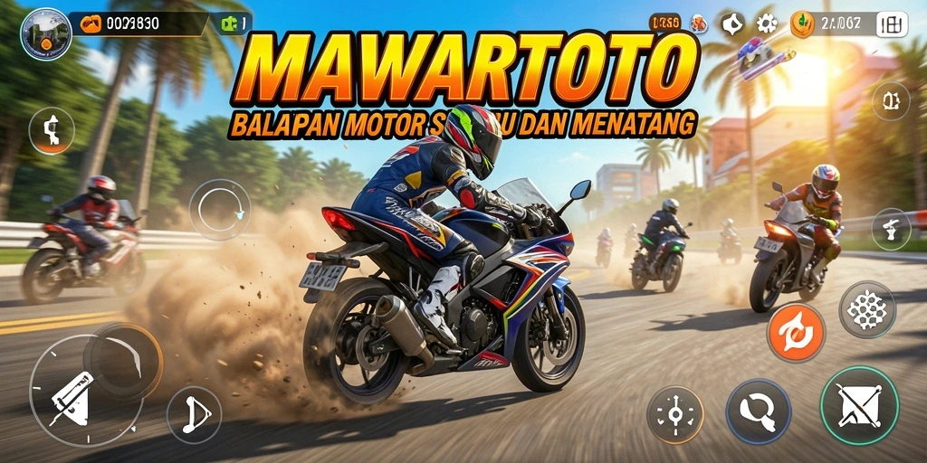 Tangkapan layar gameplay MAWARTOTO yang menunjukkan aksi balapan motor yang mendebarkan.