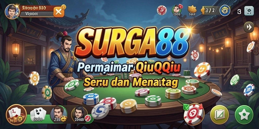 Tampilan utama game QiuQiu SURGA88 dengan aksi seru.