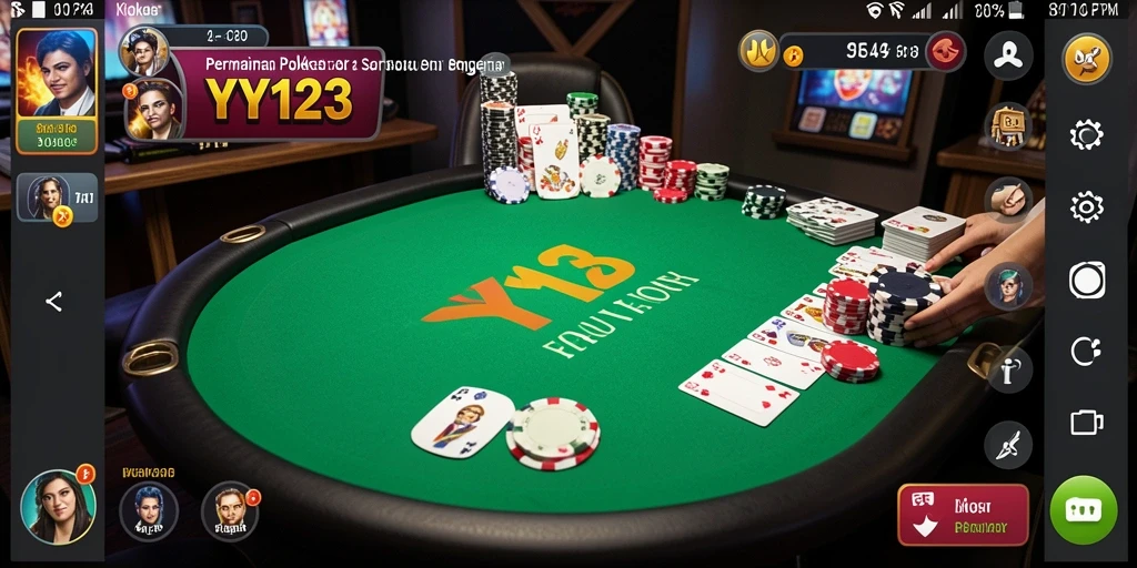 Tampilan gameplay YY123 yang menghadirkan pengalaman Poker nyata.